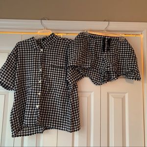 Jcrew cotton gingham black and white pajamas. Size XXL.